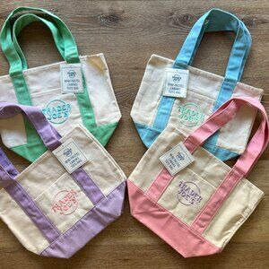NWT Trader Joe's Mini-Tote Bag - SET OF 4 LIMITED PASTEL DROP Easter 💜🩵💗💚
